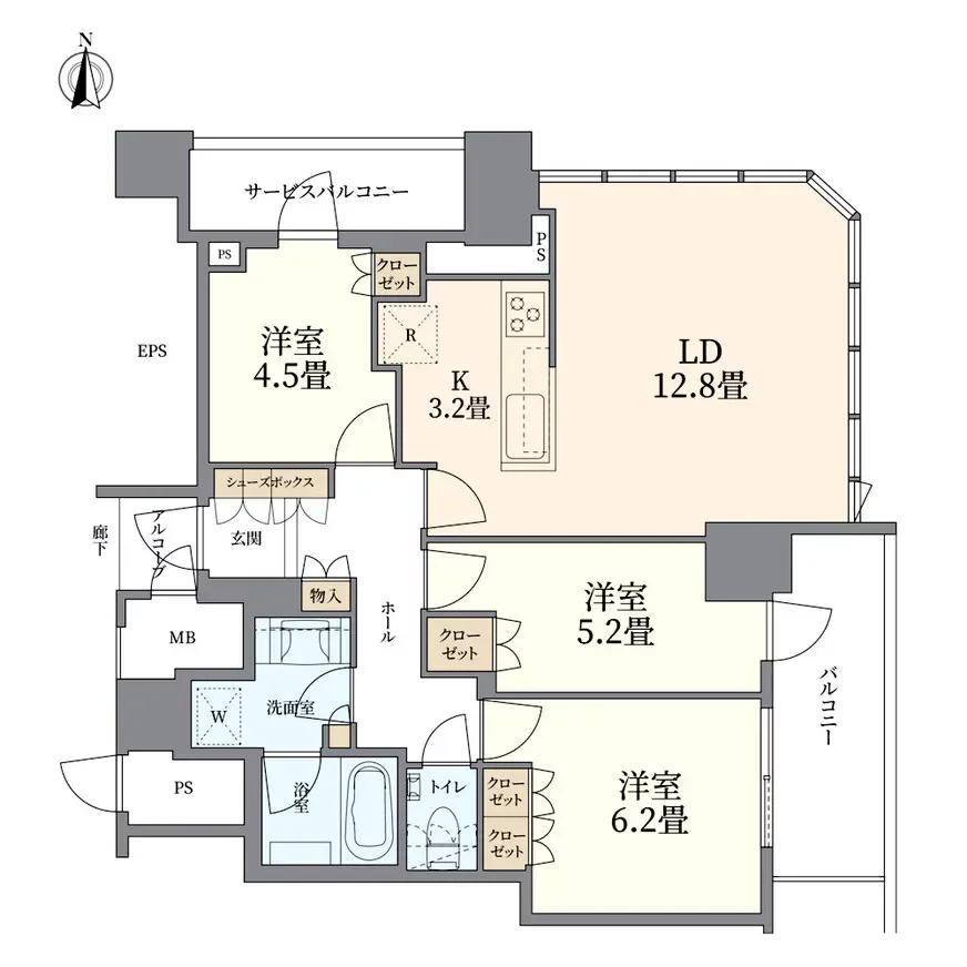 プレミストタワー大阪新町ローレルコート 代表間取り2