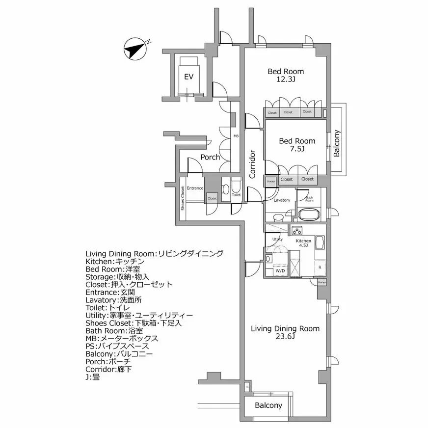 	東急ドエルプレステージ赤坂氷川町 間取り図例