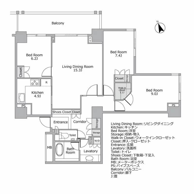 代官山アドレス　ザ・タワー 間取り図例