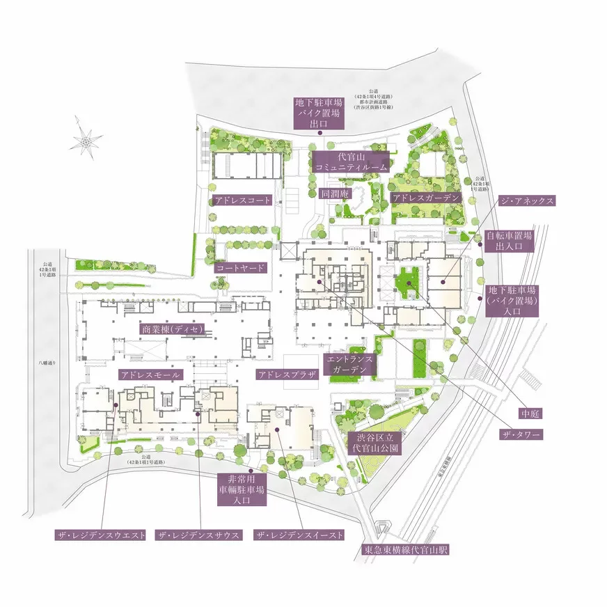 代官山アドレス　ザ・タワー 敷地配置図
