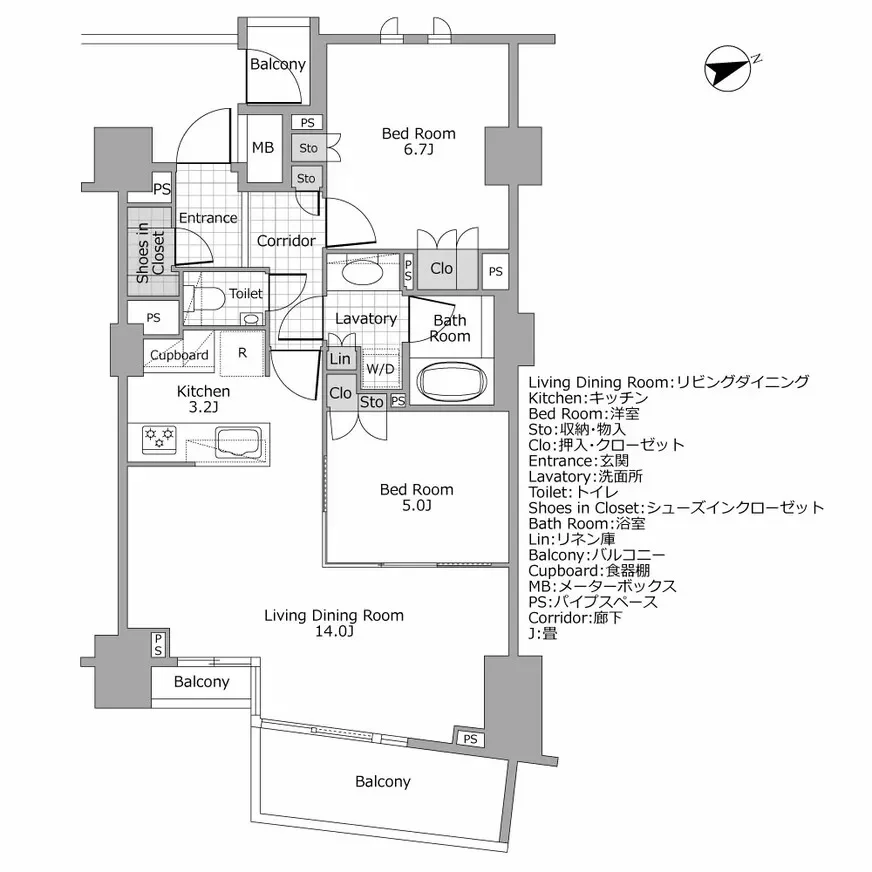 ディアナガーデン西麻布 間取り図一例