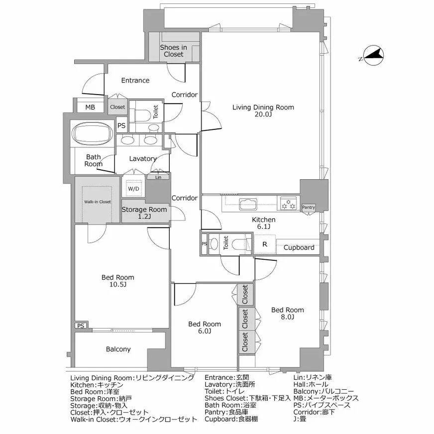 グランドヒルズ元麻布　間取り図例