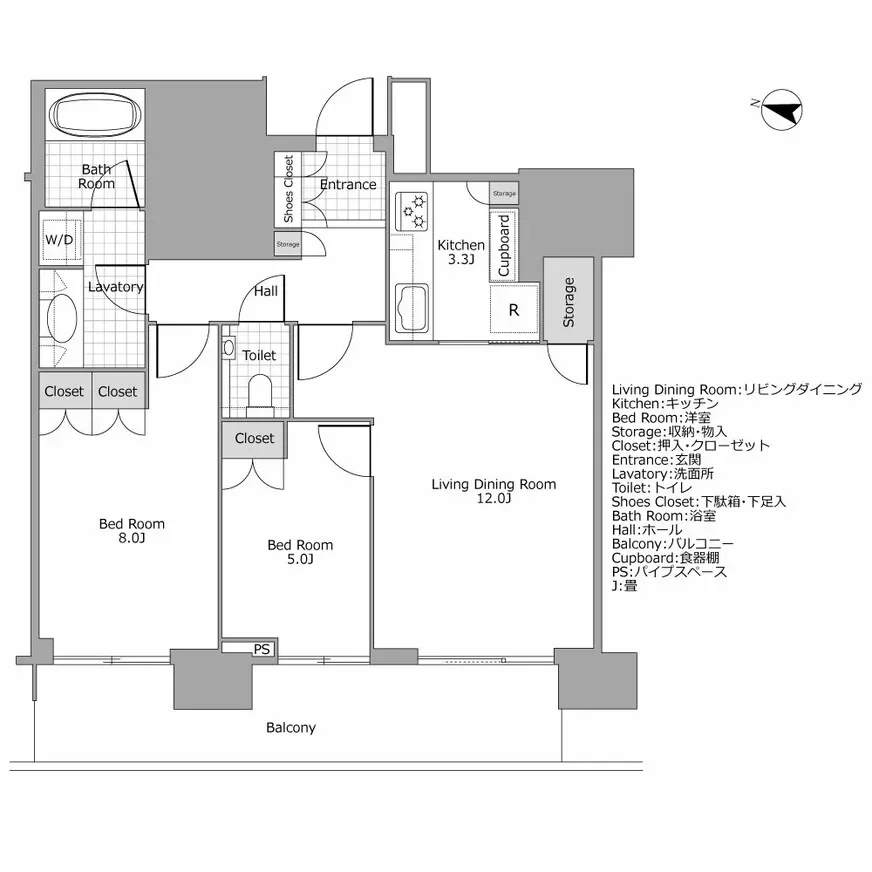 赤坂タワーレジデンストップオブ・ザ・ヒル 間取り図例