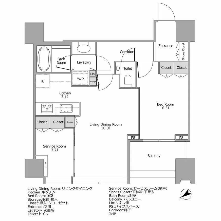 シティタワー麻布十番 間取り図例