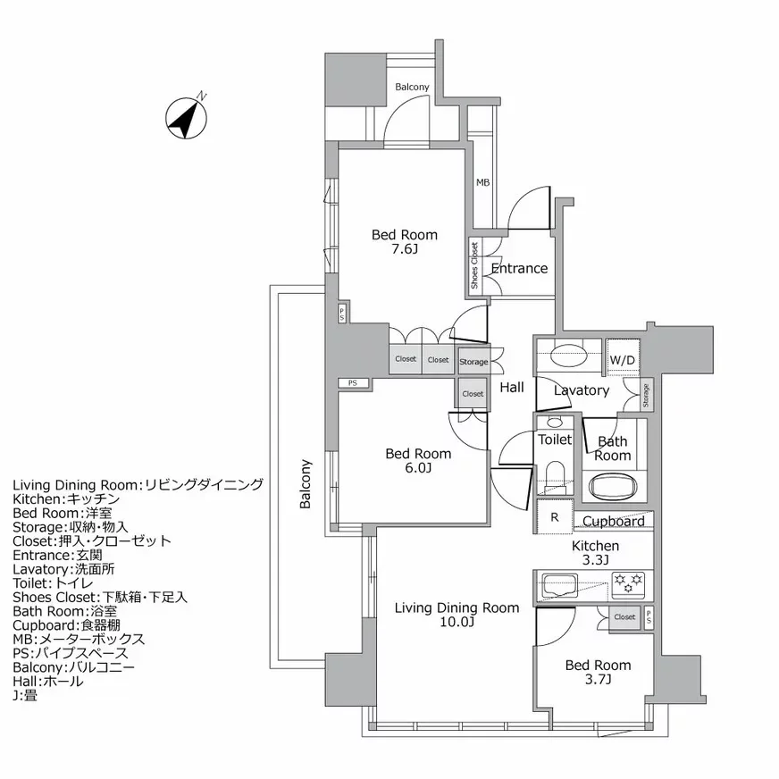 サンウッド赤坂氷川 間取り図例