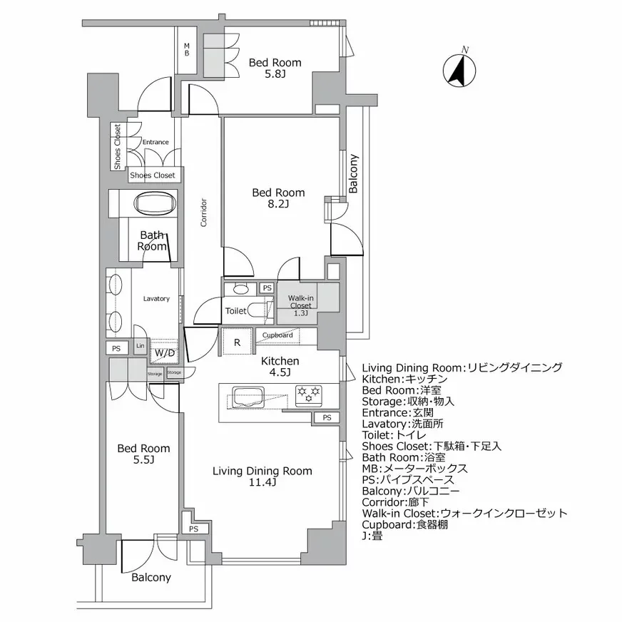 ザ・パークハウス西麻布霞町 間取り図例