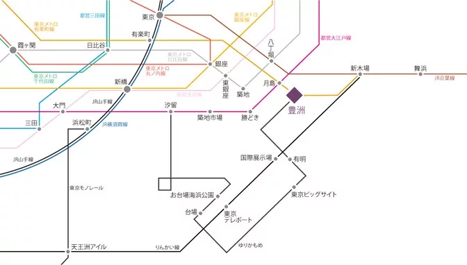 豊洲シエルタワーからの交通アクセス