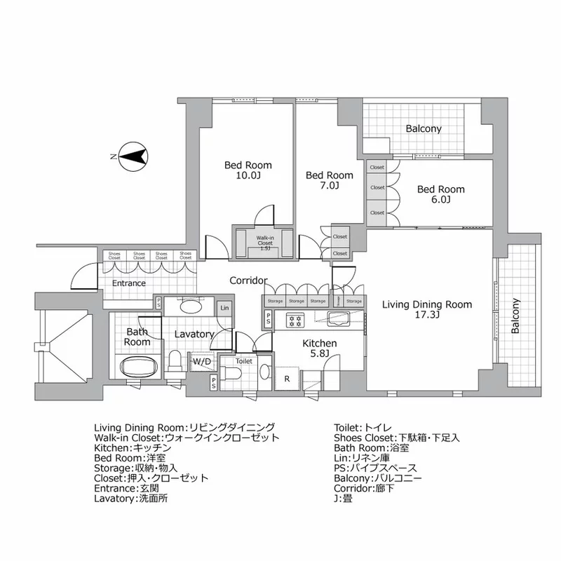 ディアナガーデン広尾 間取り図例