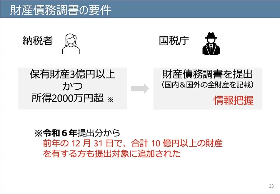 財産債務調書の要件