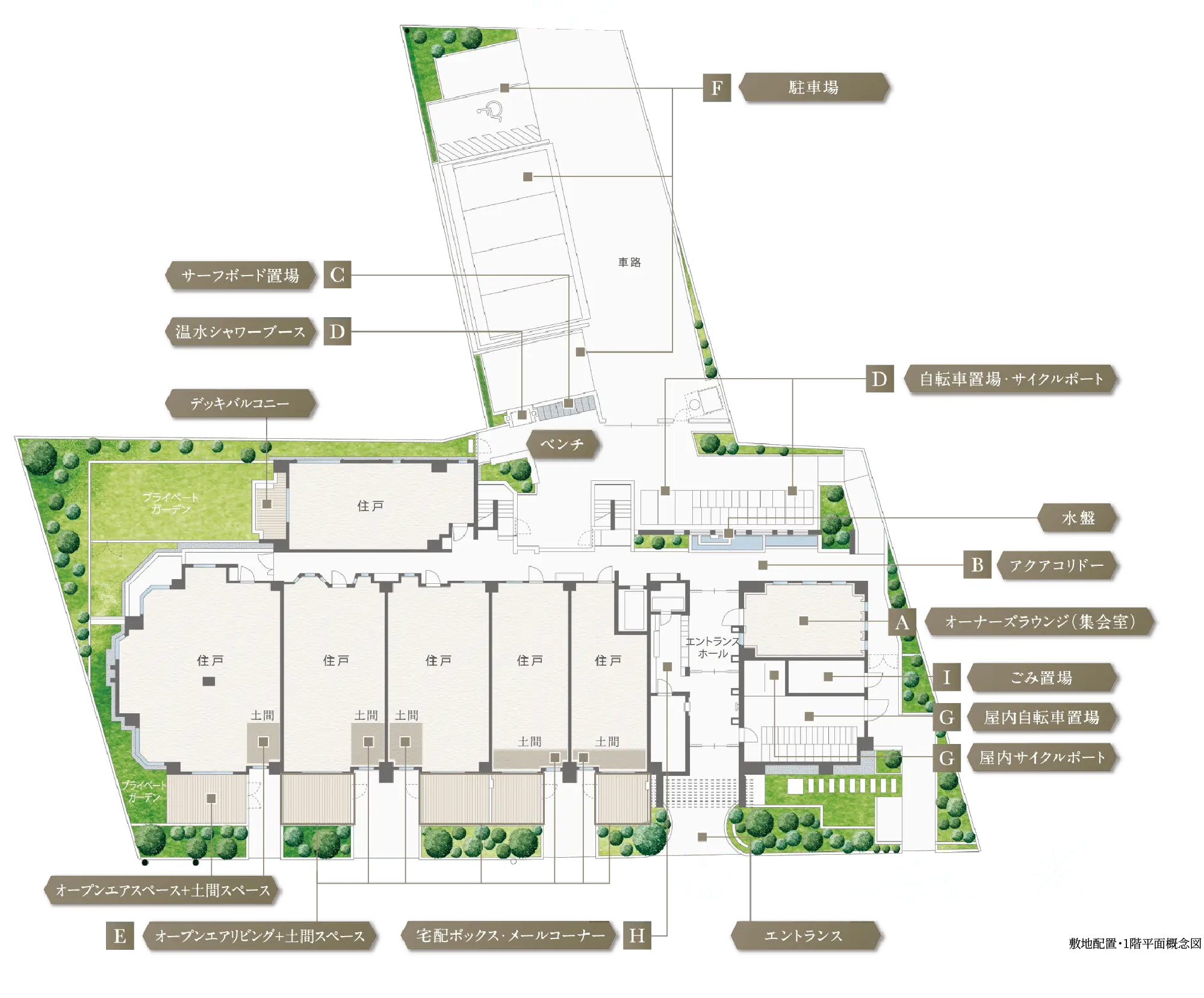敷地配置・1階平面概念図