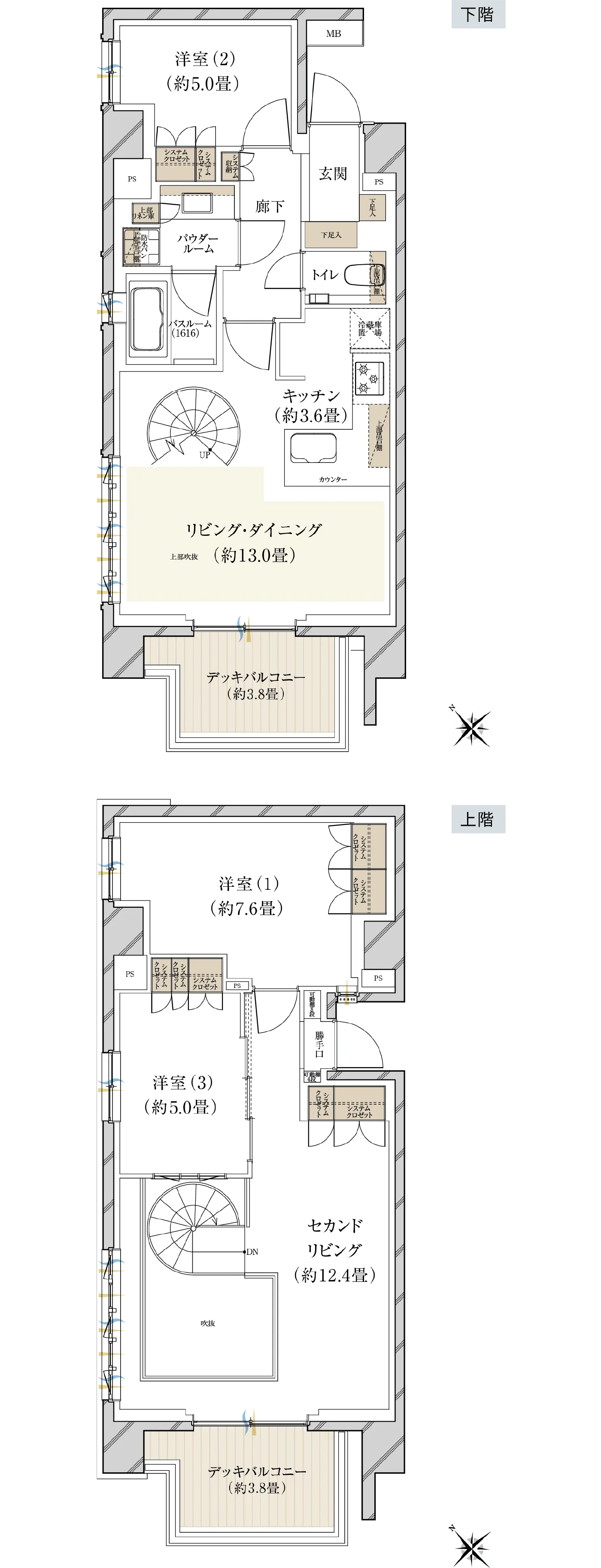 NMDBtype 3LDK＋SL＋M＋2DB 専有面積/101.86㎡（約30.81坪） □デッキバルコニー面積／12.61㎡（約3.81坪）